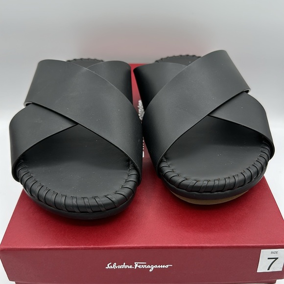 Salvatore Ferragamo Sander Black Leather Slide Sandal Men’s Size 7 NIB main image 6